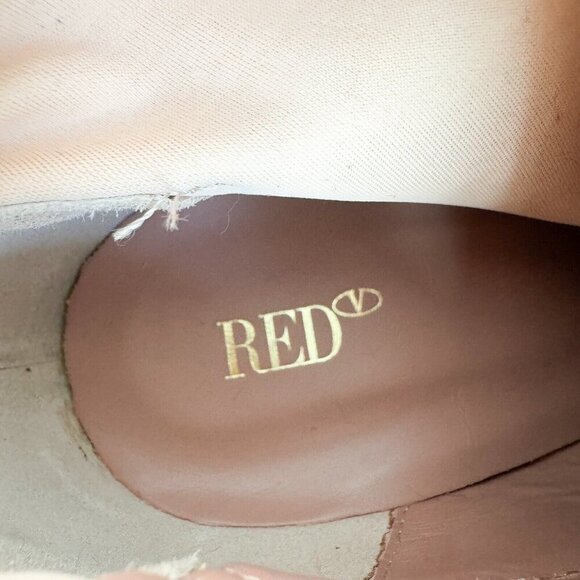 Red By Valentio Bow Detail Place PAtent Leather Nude beige Illusion Booties 37 - Picture 9 of 11